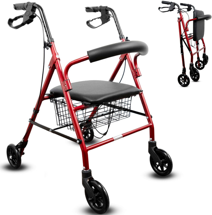 Rollator in Alluminio con Freni e Seduta Imbottita
