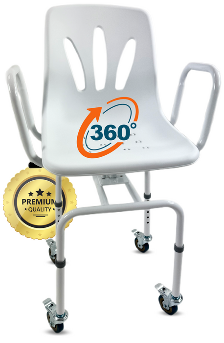 Sedia da Doccia Girevole 360º con Ruote | Sedia Bagno Adulti