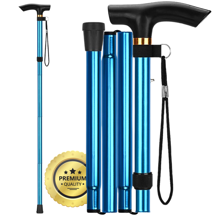 Bastone Pieghevole ed Estensibile per Camminare | Blu