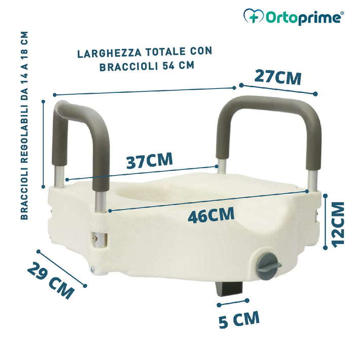 Alzatore WC 12 cm Braccioli Imbottiti