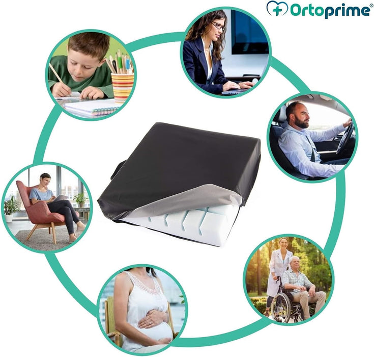 Obbocare - Cuscino antidecubito in schiuma viscoelastica, cuscino anatomico con rivestimento in poliuretano traspirante e impermeabile, 41 x 41 x 7 cm, colore nero Obbocare - Cuscino antidecubito in schiuma viscoelastica, cuscino anatomico con rivestimento in poliuretano traspirante e impermeabile, 41 x 41 x 7 cm, colore nero