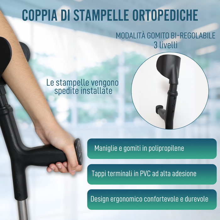 Stampelle Regolabili con Imbottitura Adesiva