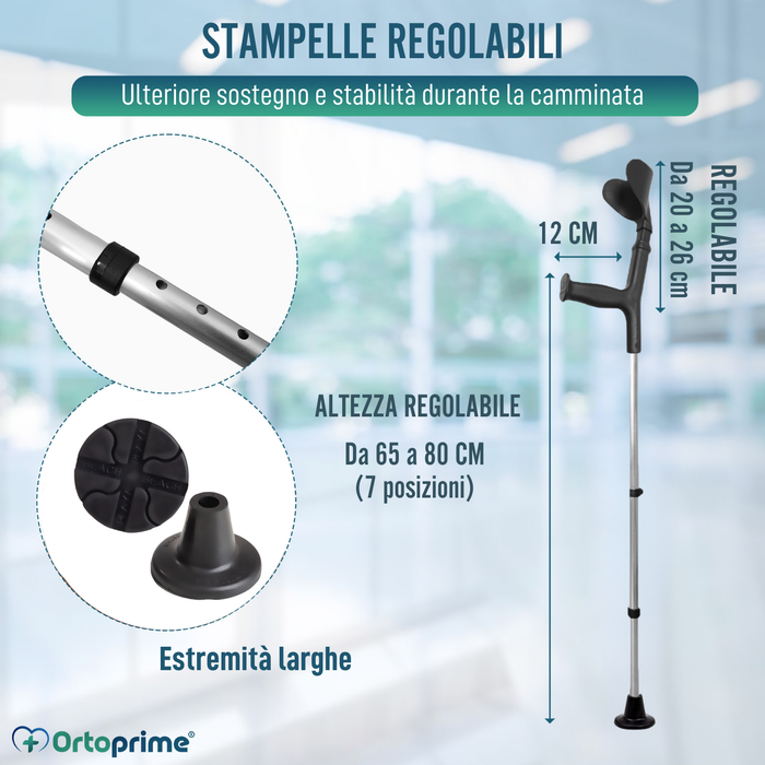 Stampelle Regolabili con Punte Larghe