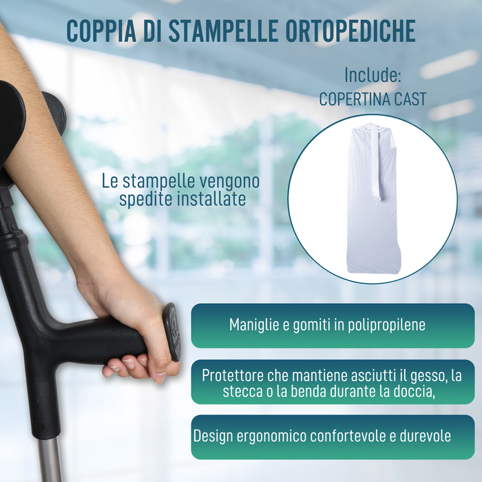 Stampelle Regolabili per Adulti con Copertura in Gesso