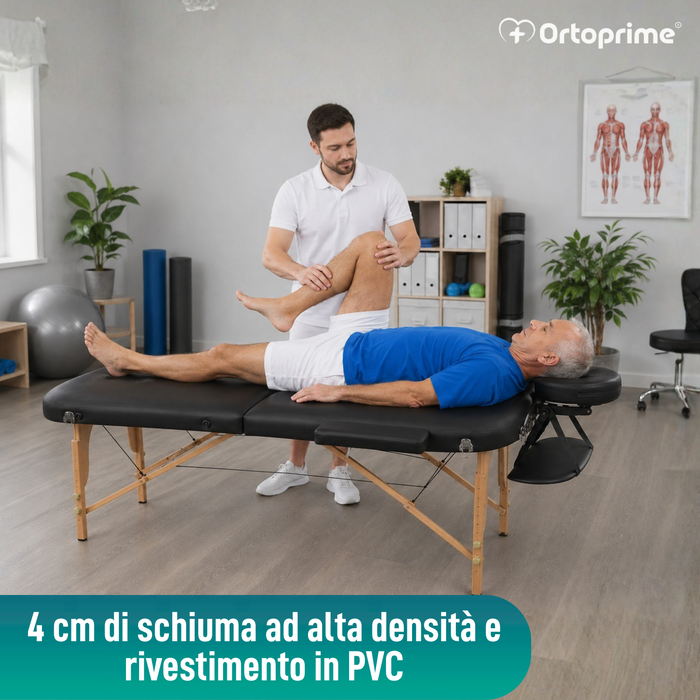 Lettino Professionale Pieghevole in Legno per Fisioterapia a 3 Sezioni