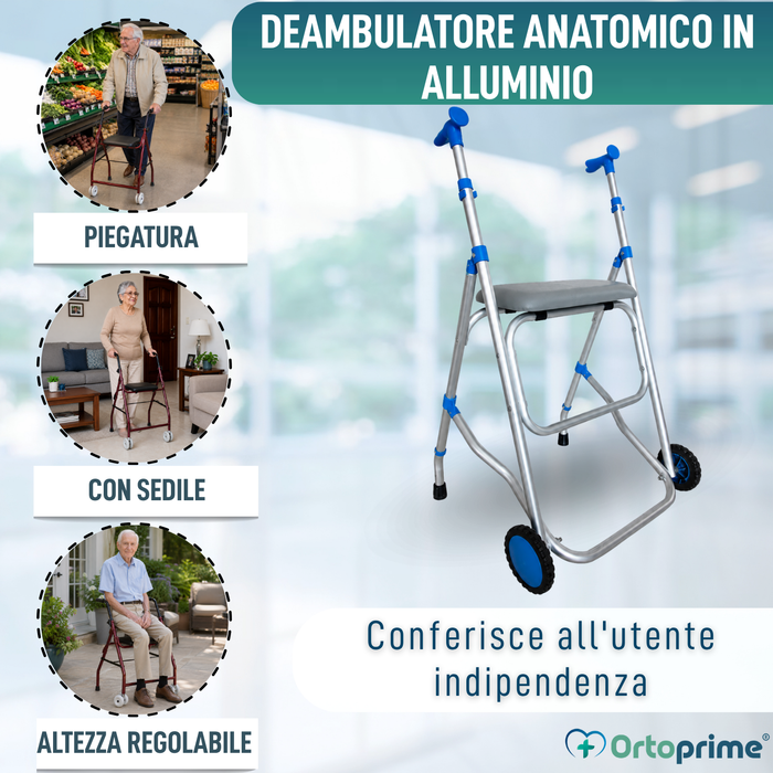Camminatore Regolabile in Alluminio | Sedia Imbottita
