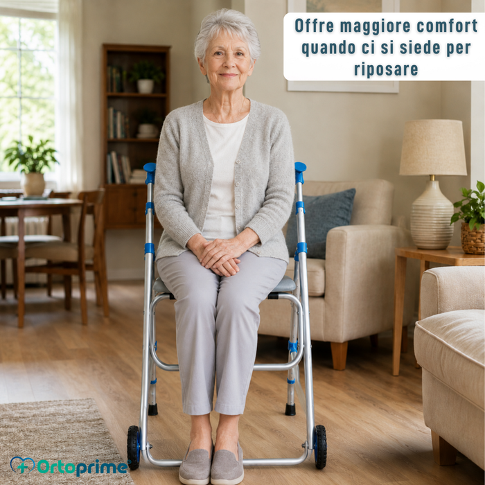Rollator in Alluminio Pieghevole con Seduta