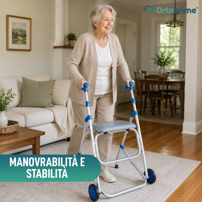 Rollator in Alluminio Pieghevole con Seduta