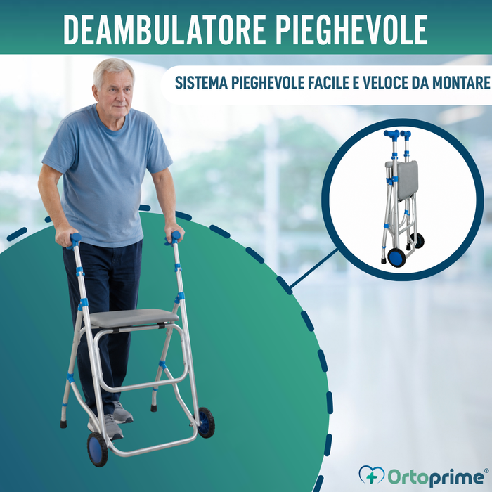 Rollator in Alluminio Pieghevole con Seduta