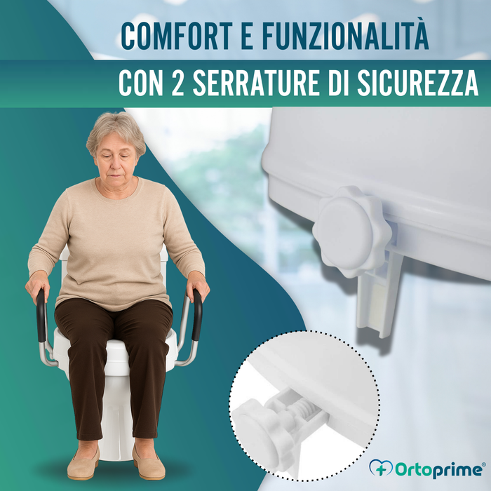 Alzatore WC 10cm con Coperchio e Bracci | Alzatore Universale