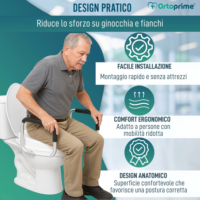 Alzatore WC 10cm con Coperchio e Bracci | Alzatore Universale