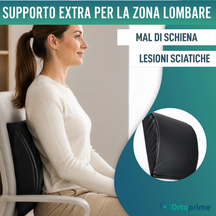 Cuscino Lombare in Schiuma Memory Foam | Nero