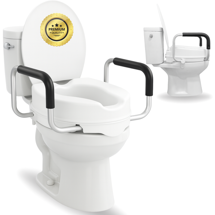 Alzatore WC 10cm con Coperchio e Bracci | Alzatore Universale