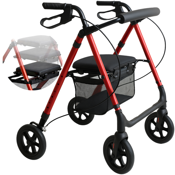 Deambulatore Rollator con Seduta Regolabile Pieghevole