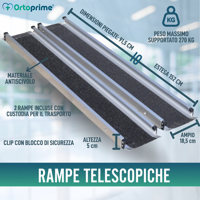 Rampe Telescopiche per Sedia a Ruote 270kg | Resistenti
