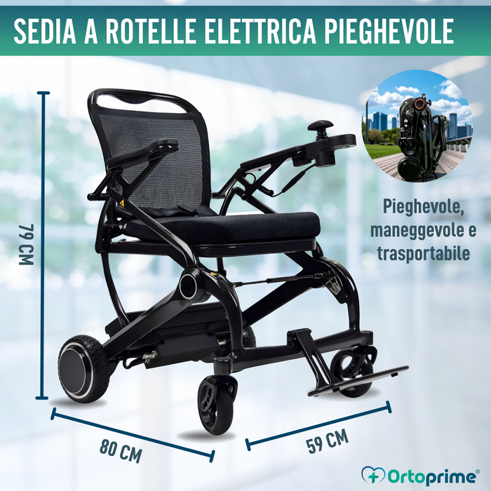 Sedia a Rotelle Elettrica Ultracompatta | Fibra Carbonio