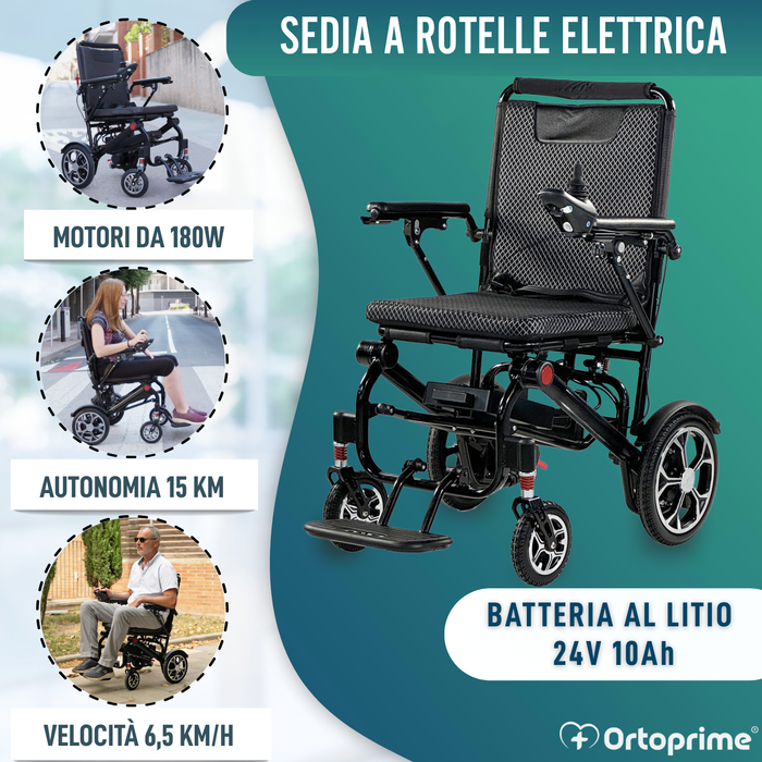 Sedia a Rotelle Elettrica Pieghevole Ultra Leggera | 10Ah