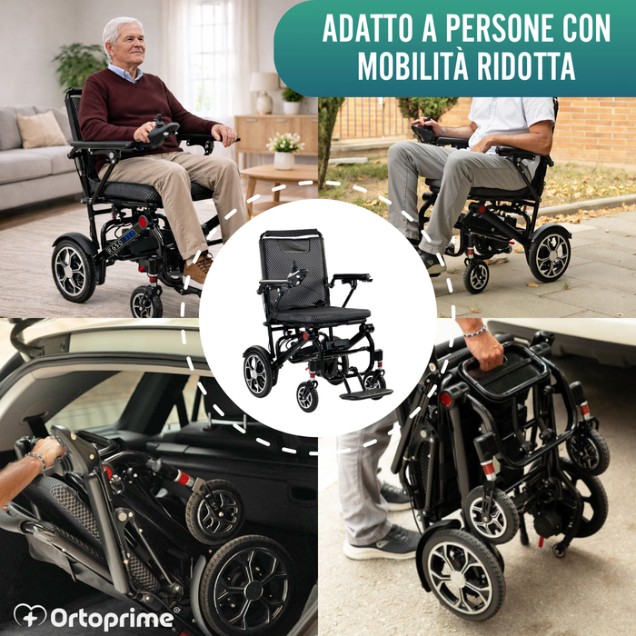 Sedia a Rotelle Elettrica Pieghevole Ultra Leggera | 10Ah