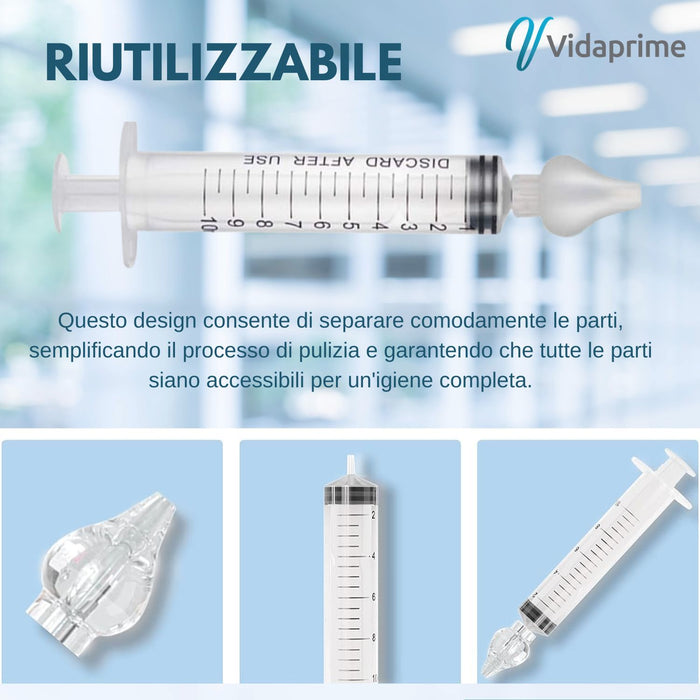 Kit Lavaggio Nasale Per Bambini - Siringa Con 2 Olive Morbide Made In Italy, Per Neonati E Adulti - Foto 5