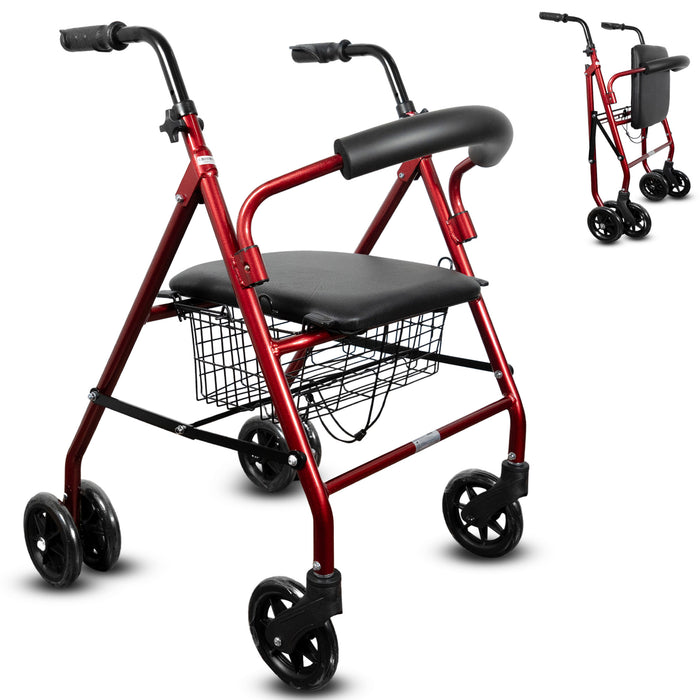 Rollator in Alluminio con Freno di Carico e Seduta Imbottita