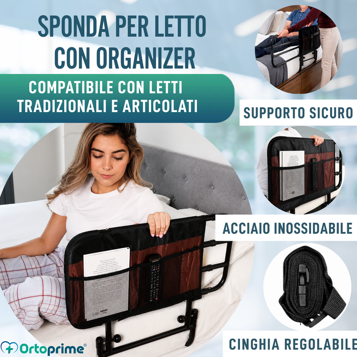 Ringhiera per Letto per Adulti con Tasche e Regolabile
