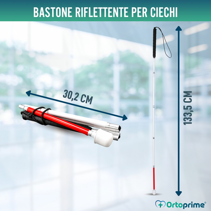 Bastone Guida Pieghevole in Alluminio per Non Vedenti
