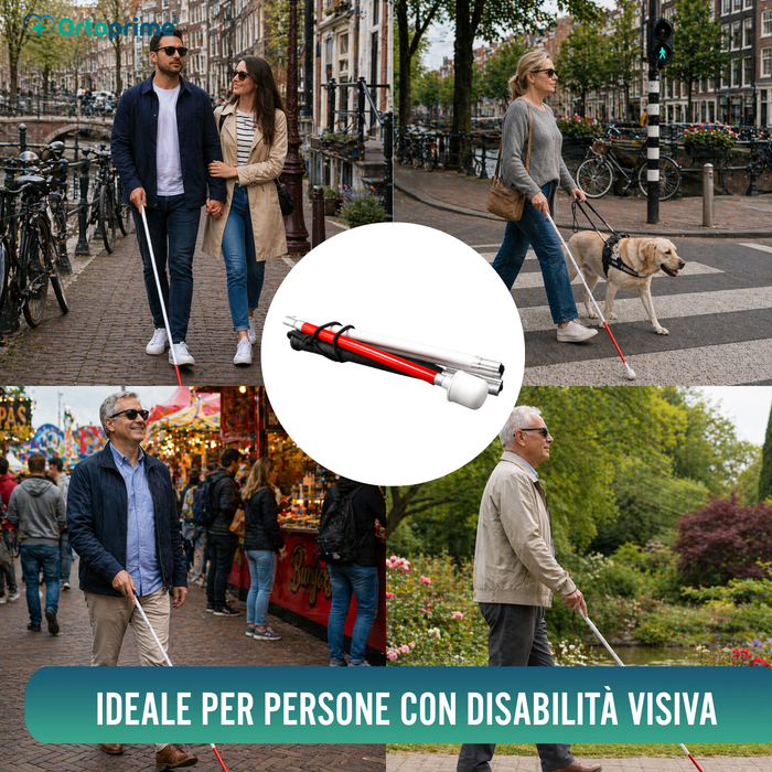Bastone Guida Pieghevole in Alluminio per Non Vedenti