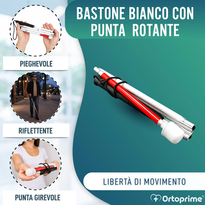 Bastone Guida Pieghevole in Alluminio per Non Vedenti