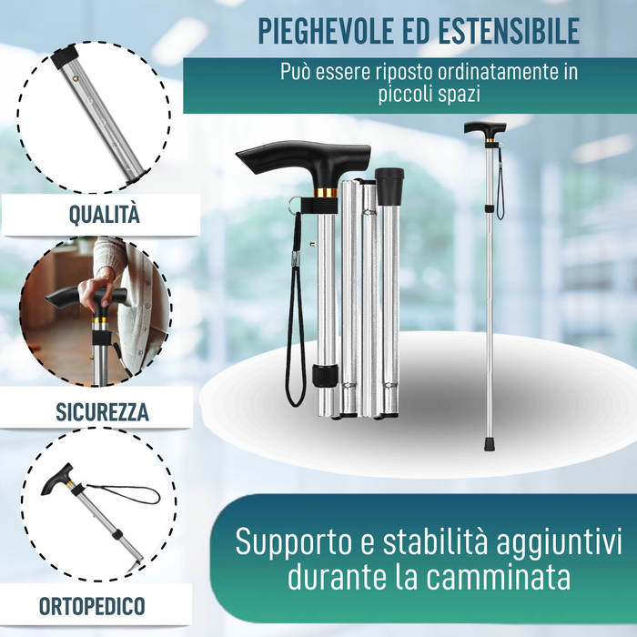 Bastone Ortopedico per Camminare Estensibile | Argento