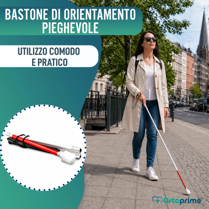 Bastone Guida Pieghevole in Alluminio per Non Vedenti