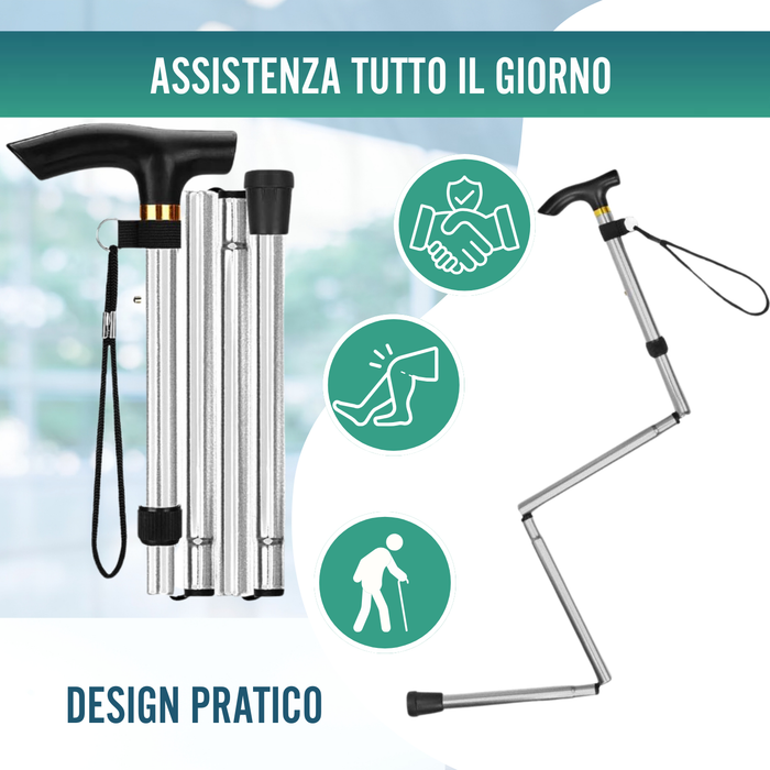 Bastone Ortopedico per Camminare Estensibile | Argento