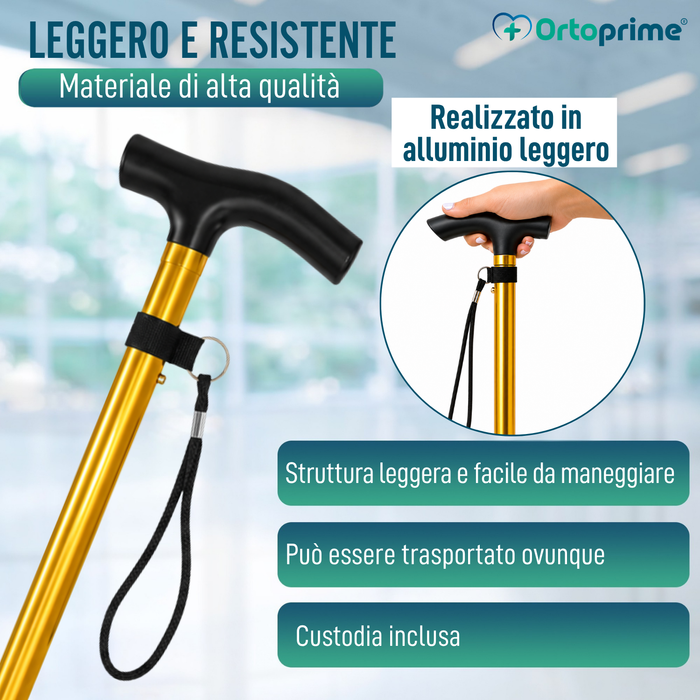 Bastone Pieghevole Regolabile ed Estensibile | Oro