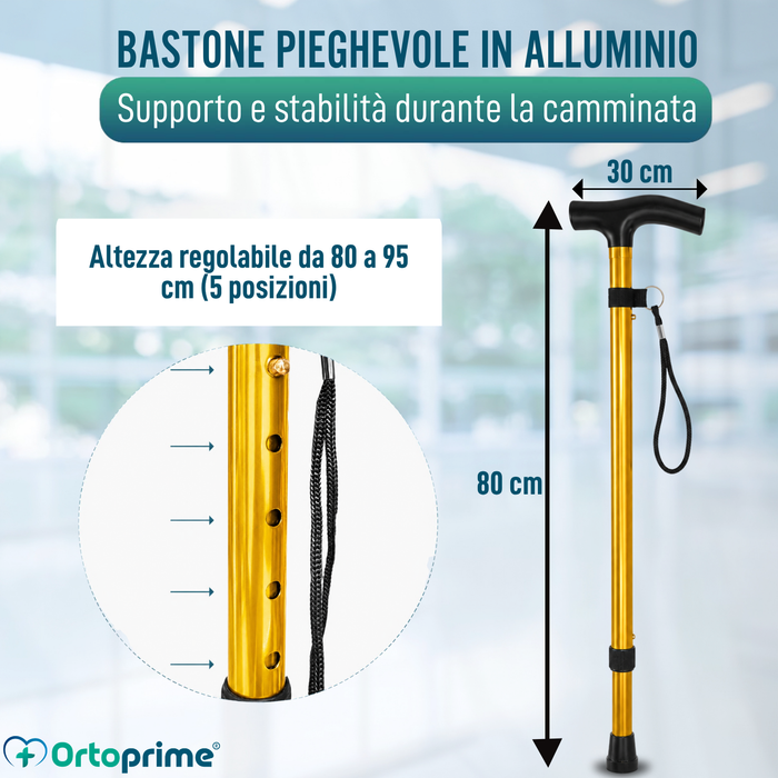 Bastone Pieghevole Regolabile ed Estensibile | Oro