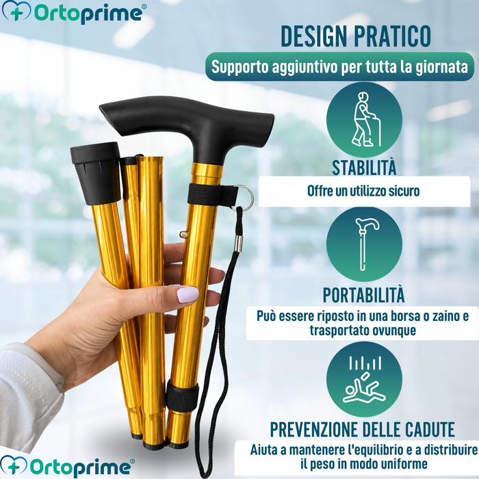 Bastone Pieghevole Regolabile ed Estensibile | Oro