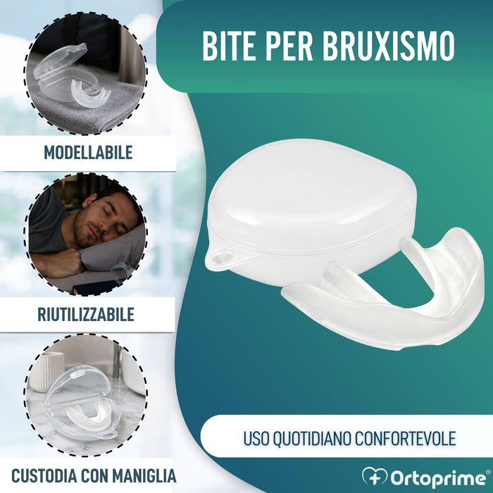 Ferula Dentale per Bruxismo Moldabile Riutilizzabile | Con Custodia
