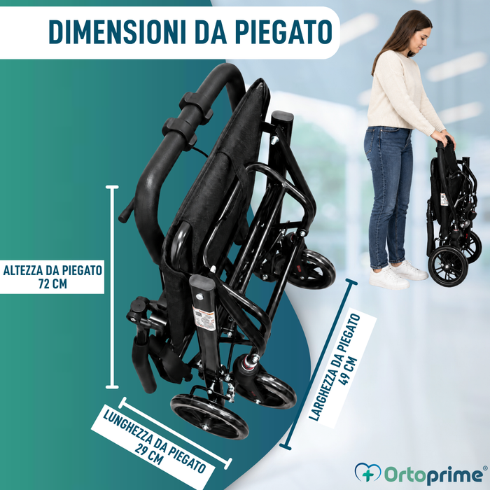 Sedia a Rotelle da Transito Leggera Pieghevole con Freni