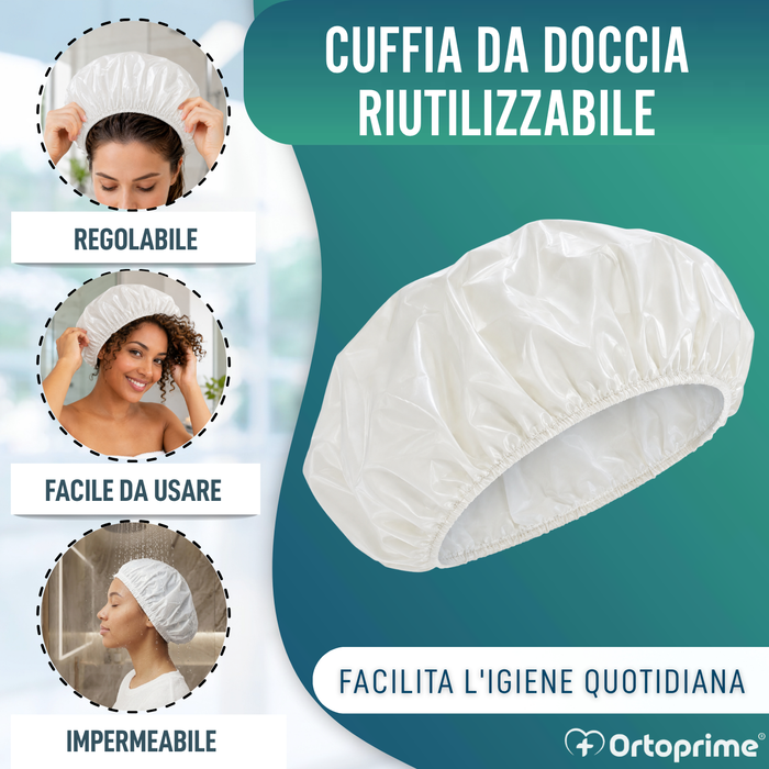 Cuffia da Doccia Riutilizzabile Lavabile Traspirante | Taglia Unica