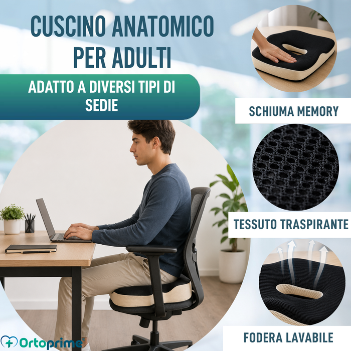 Cuscino Viscoelastico Ergonomico con Foro per il Coccige | Comfort