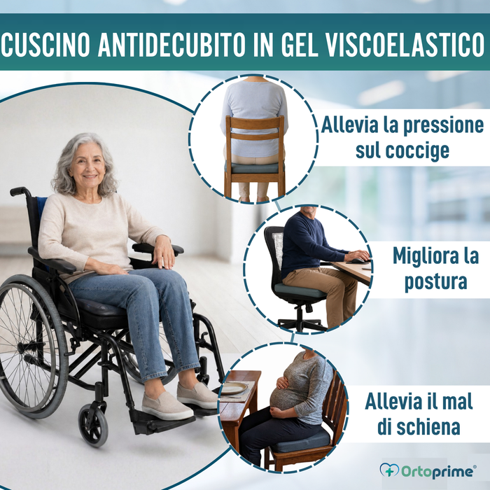 Cuscino Antidecubito Visco Gel per Sedia a Rotelle 85 kg/m3