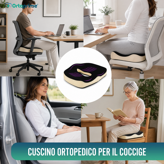Cuscino Viscoelastico Ergonomico con Foro per il Coccige | Comfort