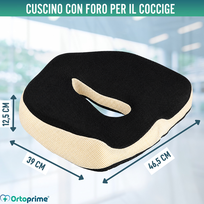 Cuscino Viscoelastico Ergonomico con Foro per il Coccige | Comfort