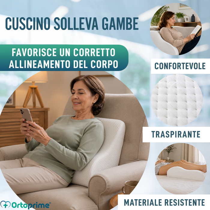 Cuscino per Gambe in Memory Foam | Cuscino Vascolare Effetto Memoria