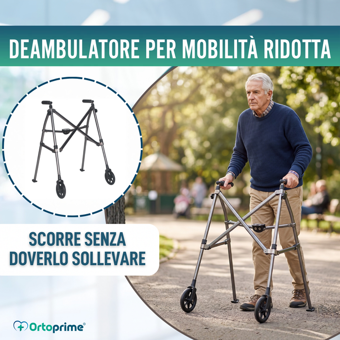 Deambulatore Pieghevole 2 Ruote Ultraleggero Regolabile in Altezza