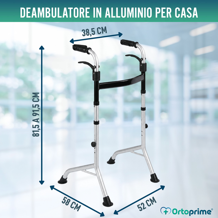 Deambulatore Senza Ruote con Maniglie Pieghevoli | Regolabile (60)