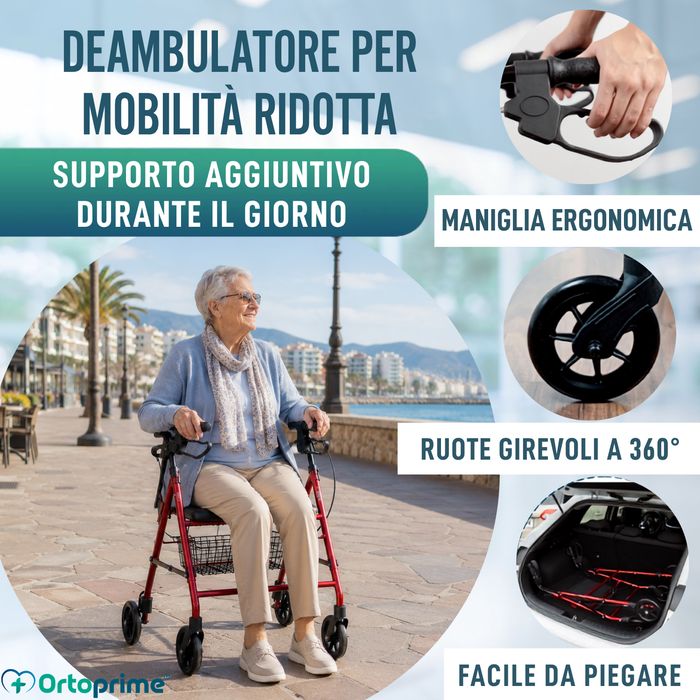 Rollator in Alluminio con Freni e Seduta Imbottita
