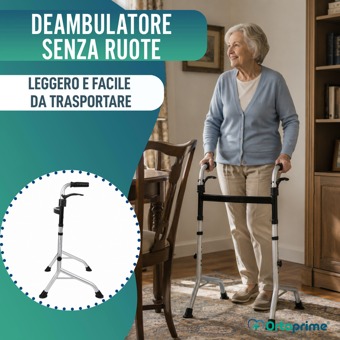 Deambulatore Senza Ruote con Maniglie Pieghevoli | Regolabile (60)