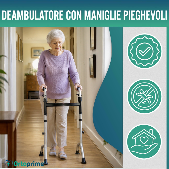 Deambulatore Senza Ruote con Maniglie Pieghevoli | Regolabile (60)