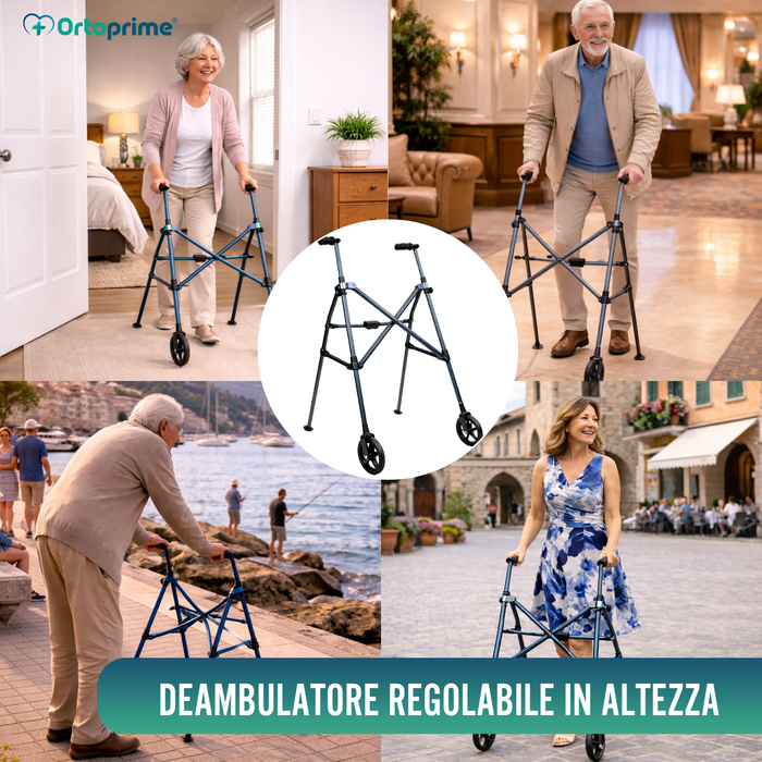 Deambulatore Alluminio Pieghevole a Ombrello | Regolabile