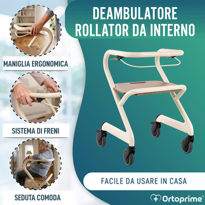 Rollator con Sedile e Freno Centrale | Uso Interno