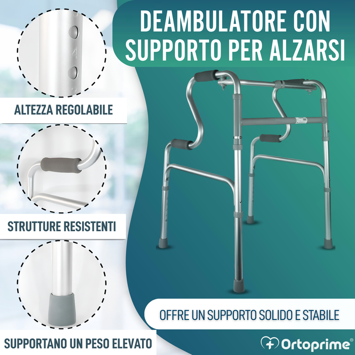 Deambulatore per Adulti con Incorporatore | In Alluminio Pieghevole